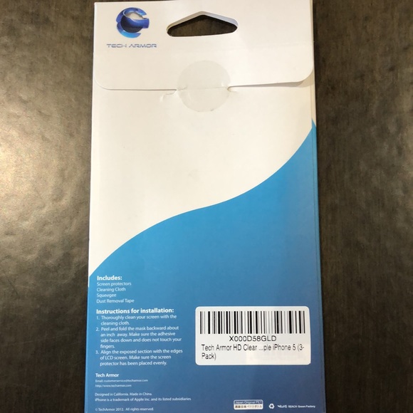 Tech Armor HD Clear iPhone 5 screen protector. Pack of 3. New unopened. - Picture 4 of 4